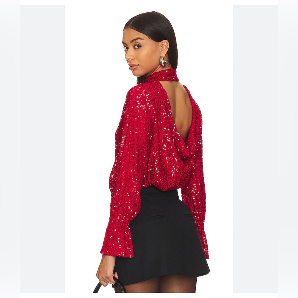 Elegant Red Sequin Blouse